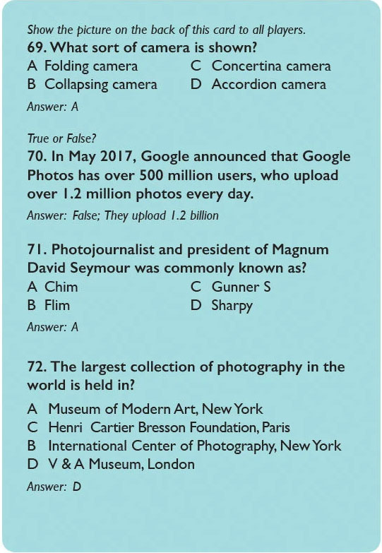 Photographers Trivial Pursuit Level 1