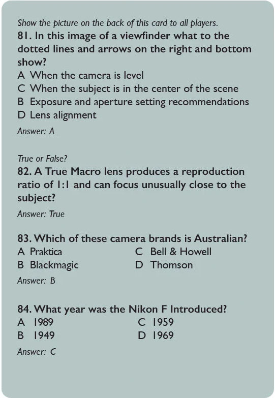 Photographers Trivial Pursuit Level 1