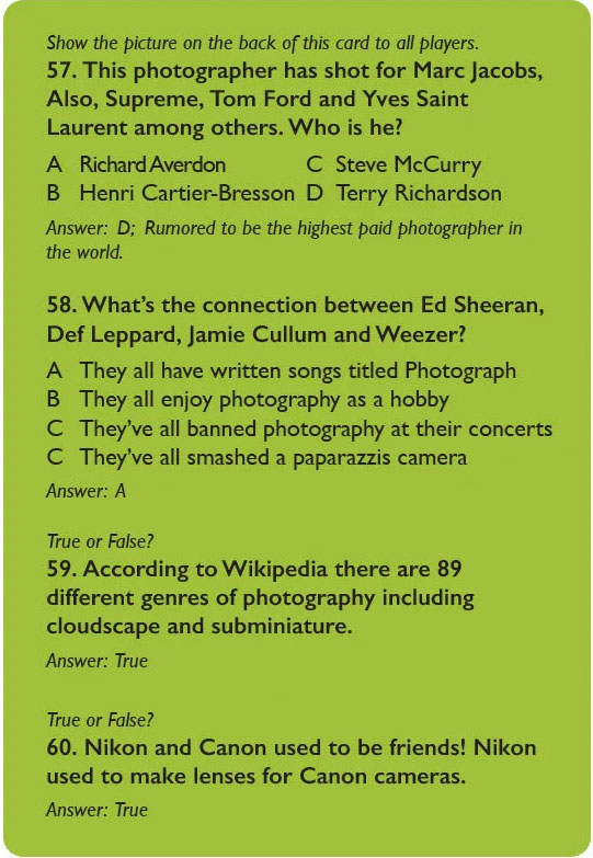 Photographers Trivial Pursuit Level 1